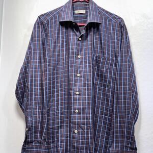 PETER MILLAR Silk Blend Plaid Button Up Dress Shirt Size Medium workwear office